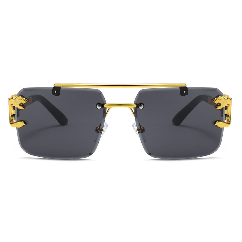 Wholesale Frameless leopard head double beam new style fashion personality trend outdoor driving personality trend Sunglasses